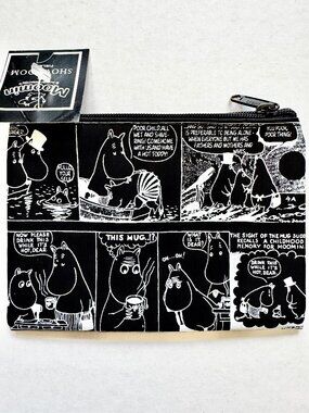 Moomin Finland Black Zipper Coin Purse Pouch Card Wallet with Cartoon